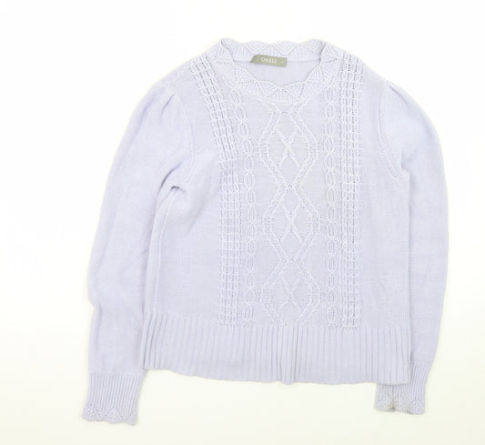 Oasis Women’s Purple Cotton Cable-Knit Jumper Size 12