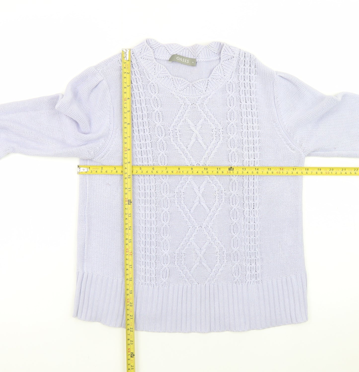 Oasis Women’s Purple Cotton Cable-Knit Jumper Size 12