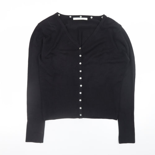 Amaranto Women's Black V-Neck Button Cardigan Size 14