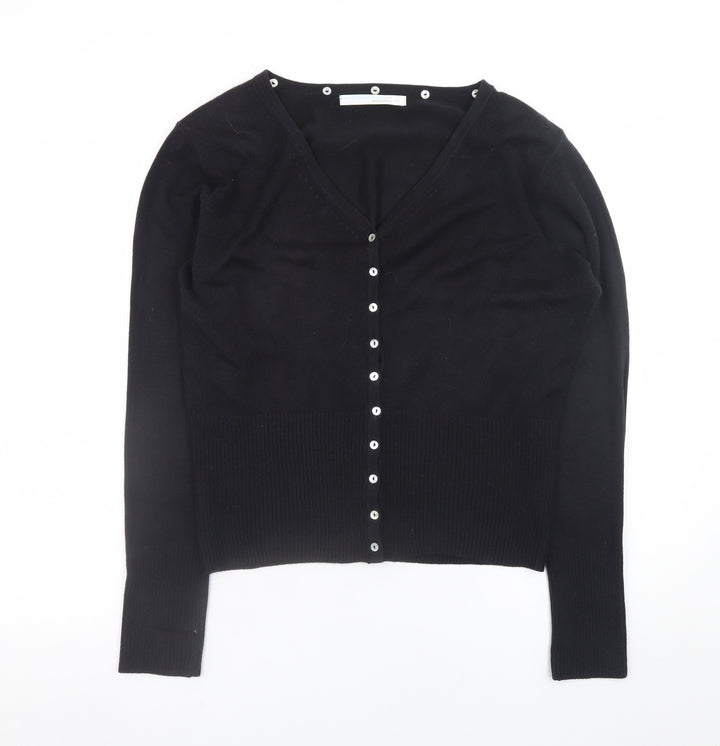 Amaranto Women's Black V-Neck Button Cardigan Size 14