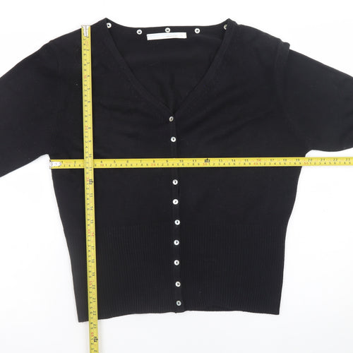 Amaranto Women's Black V-Neck Button Cardigan Size 14
