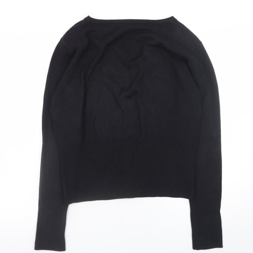 Amaranto Women's Black V-Neck Button Cardigan Size 14