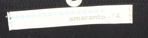 Amaranto Women's Black V-Neck Button Cardigan Size 14
