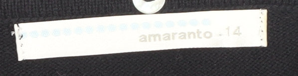 Amaranto Women's Black V-Neck Button Cardigan Size 14