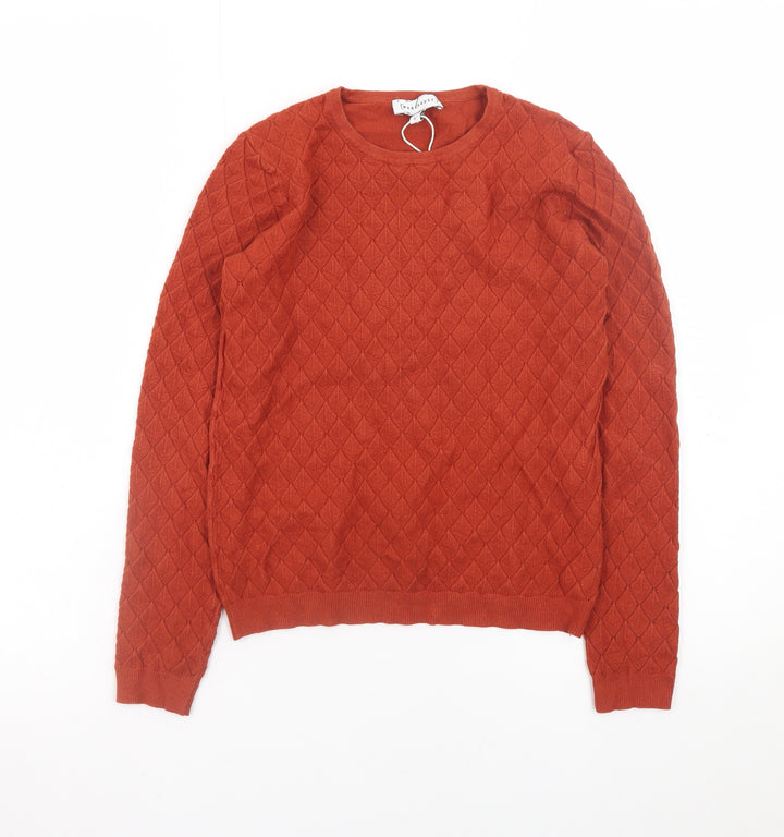 Warehouse Boys Rust Diamond Knit Jumper Size 6 Crew Neck Pullover