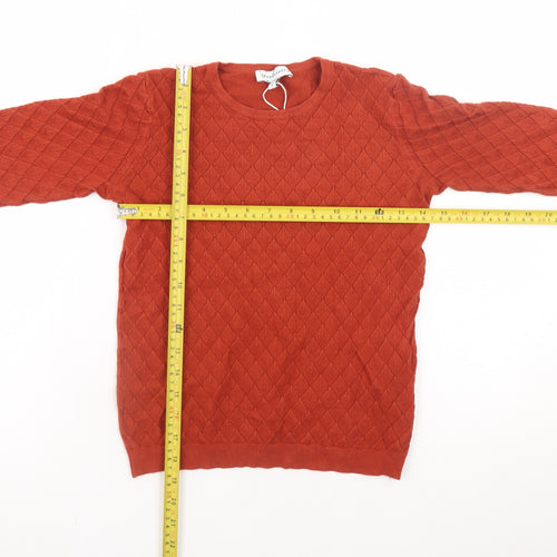 Warehouse Boys Rust Diamond Knit Jumper Size 6 Crew Neck Pullover