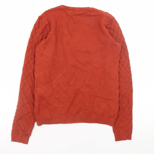 Warehouse Boys Rust Diamond Knit Jumper Size 6 Crew Neck Pullover