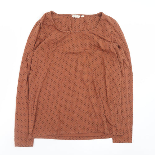 Fat Face Women’s Brown Polka Dot Long Sleeve Jersey T-Shirt Size 16