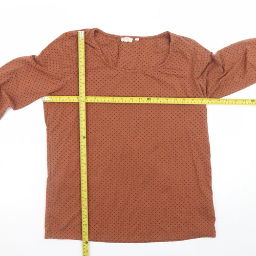 Fat Face Women’s Brown Polka Dot Long Sleeve Jersey T-Shirt Size 16