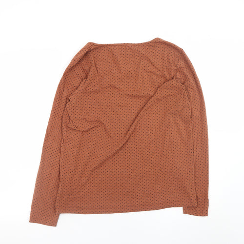 Fat Face Women’s Brown Polka Dot Long Sleeve Jersey T-Shirt Size 16