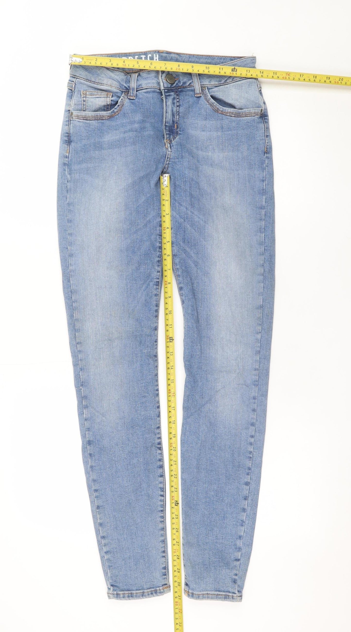 Marks and Spencer Womens Blue Skinny Stretch Jeans Size 12 Long