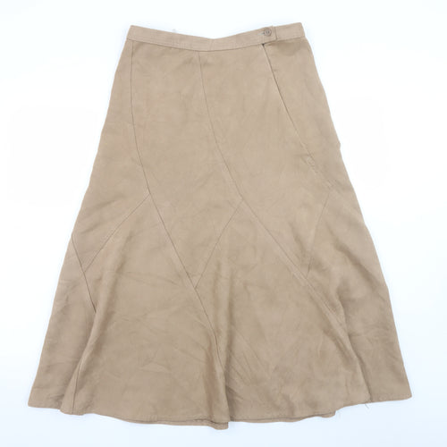 Marks and Spencer Women Beige Size 12 A-Line Midi Skirt