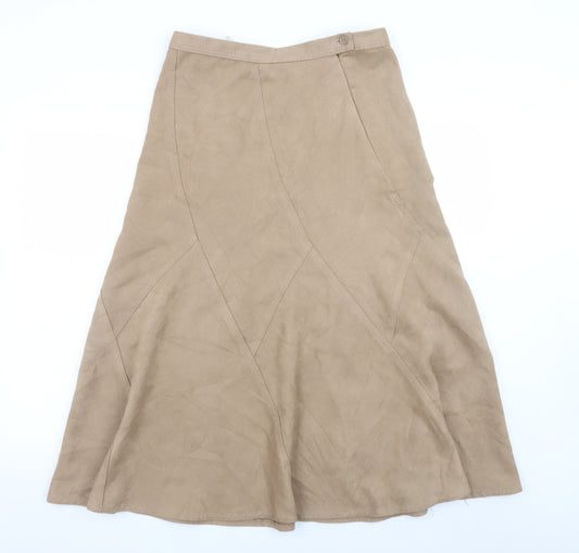 Marks and Spencer Women Beige Size 12 A-Line Midi Skirt