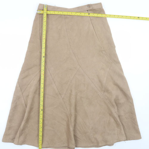 Marks and Spencer Women Beige Size 12 A-Line Midi Skirt