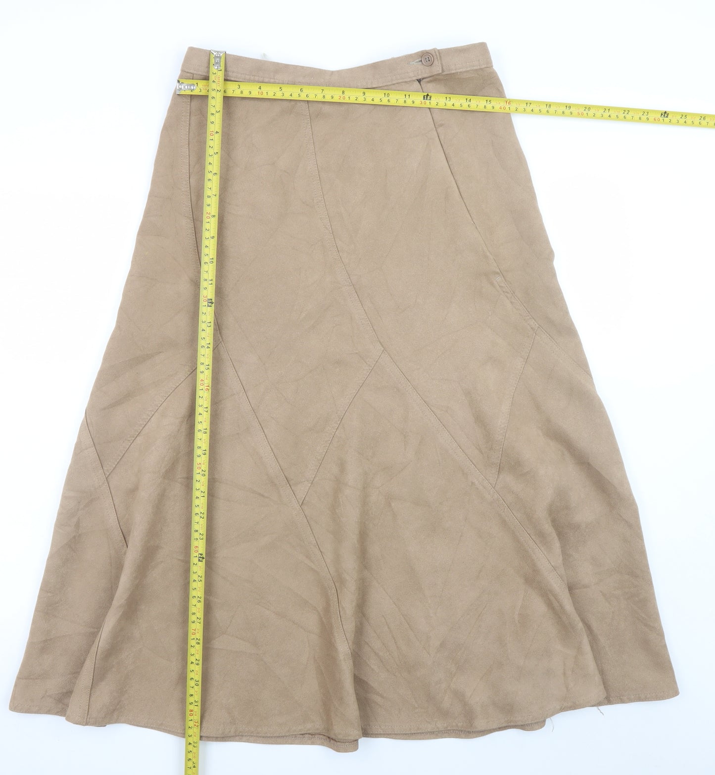 Marks and Spencer Women Beige Size 12 A-Line Midi Skirt