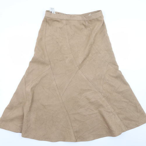 Marks and Spencer Women Beige Size 12 A-Line Midi Skirt