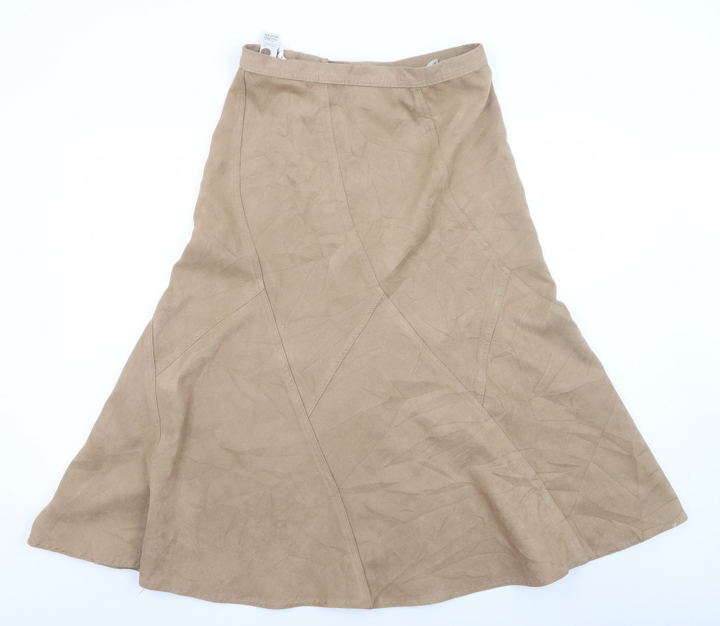 Marks and Spencer Women Beige Size 12 A-Line Midi Skirt