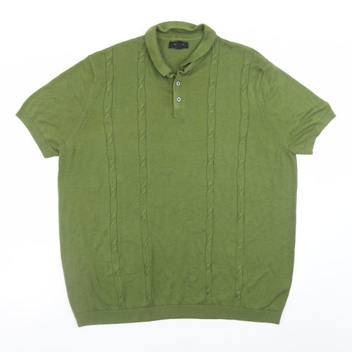 New Look Men's Green 3XL Short Sleeve Knit Polo Shirt