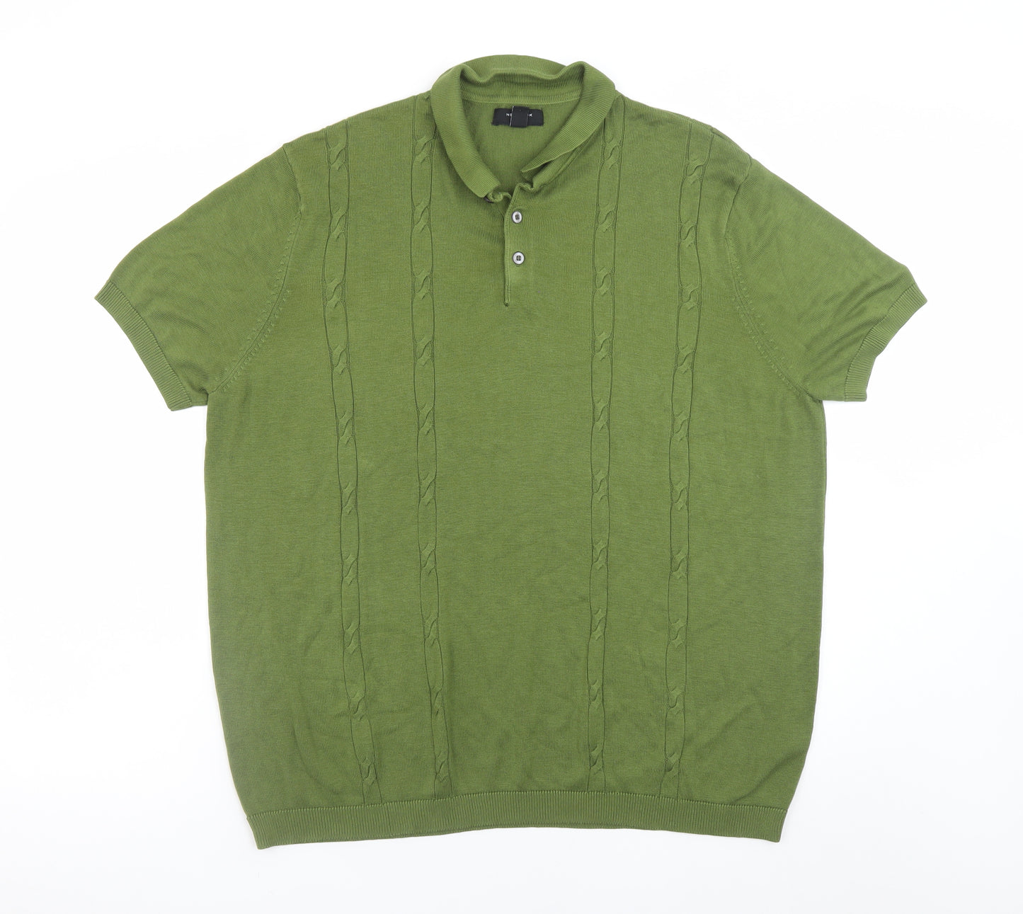 New Look Men's Green 3XL Short Sleeve Knit Polo Shirt