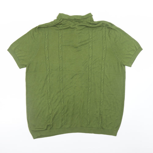 New Look Men's Green 3XL Short Sleeve Knit Polo Shirt