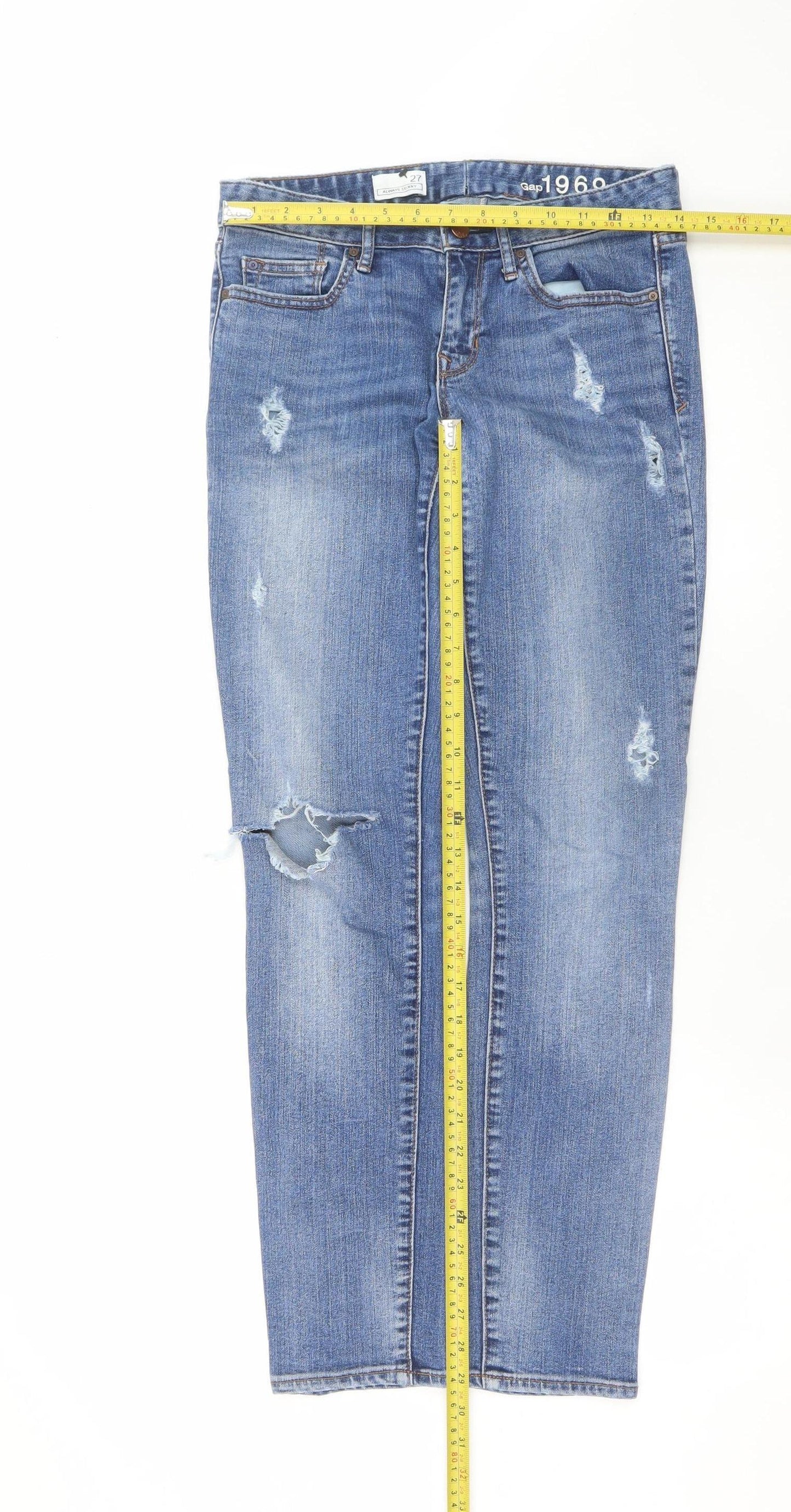 Gap 1969 Women’s Blue Distressed Skinny Jeans Size 4