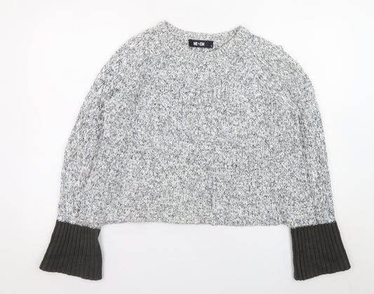 ME+EM Women’s Grey Chunky-Knit Cotton Blend Jumper Size M