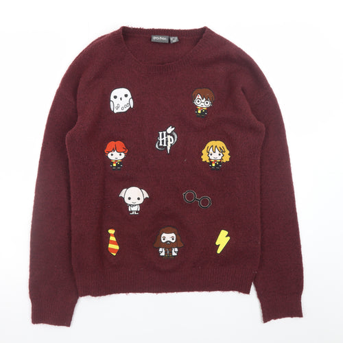 Harry Potter Women’s Red Crew Neck Pullover Jumper 2XS