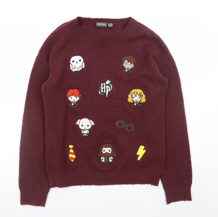 Harry Potter Women’s Red Crew Neck Pullover Jumper 2XS