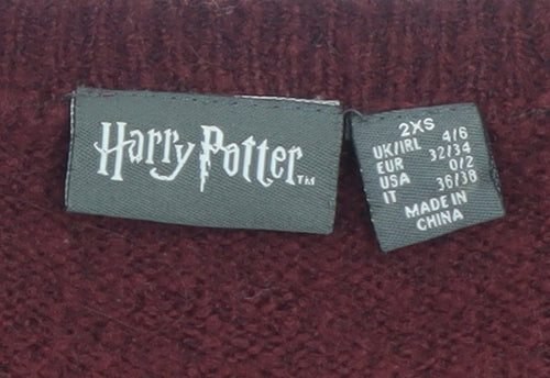 Harry Potter Women’s Red Crew Neck Pullover Jumper 2XS