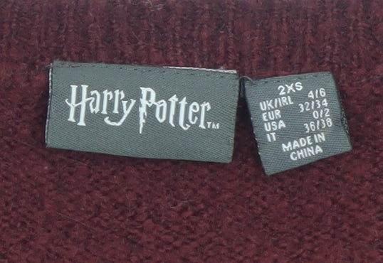 Harry Potter Women’s Red Crew Neck Pullover Jumper 2XS