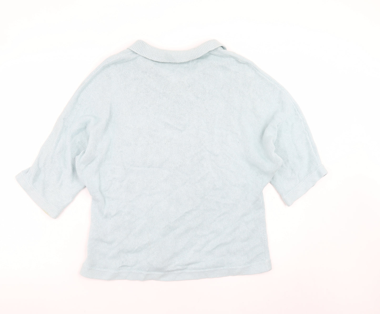 Wrap London Womens Blue Collared Henley Knit Jumper Size 10