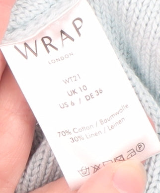 Wrap London Womens Blue Collared Henley Knit Jumper Size 10