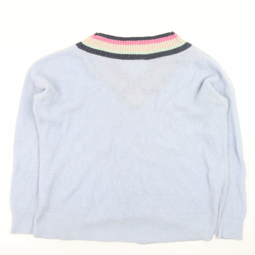 Hush Women's Blue Wool Cashmere V-Neck Jumper Size M