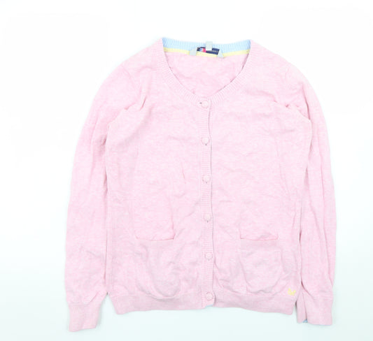 Crew Clothing Co Women Pink Cotton Cardigan Size 14 Long Sleeve