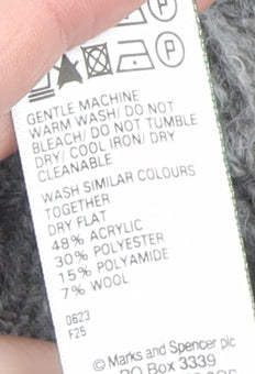 Marks and Spencer Women’s Grey High Neck Half Zip Ribbed Knit Jumper Size S