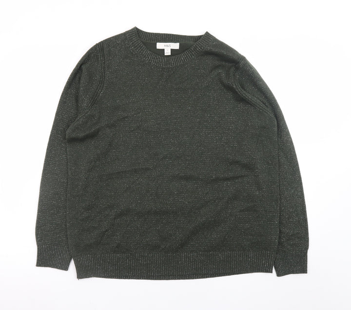 Marks and Spencer Women’s Green Crew Neck Acrylic Knit Jumper M