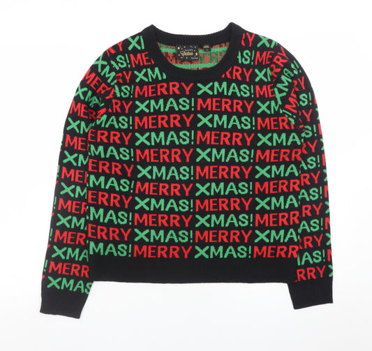 Brave Soul Women's Multicoloured L Christmas Jumper Crew Neck