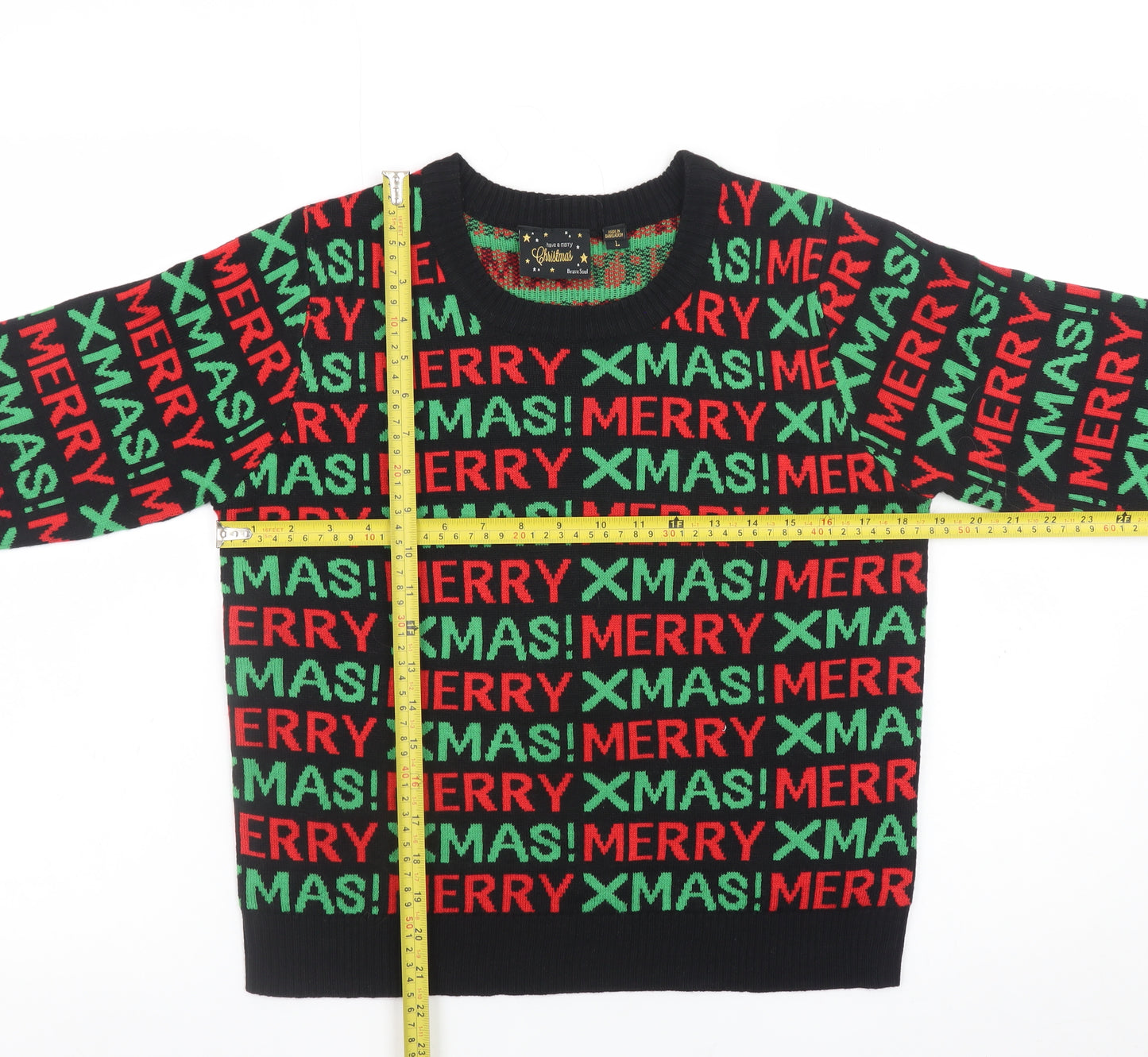 Brave Soul Women's Multicoloured L Christmas Jumper Crew Neck