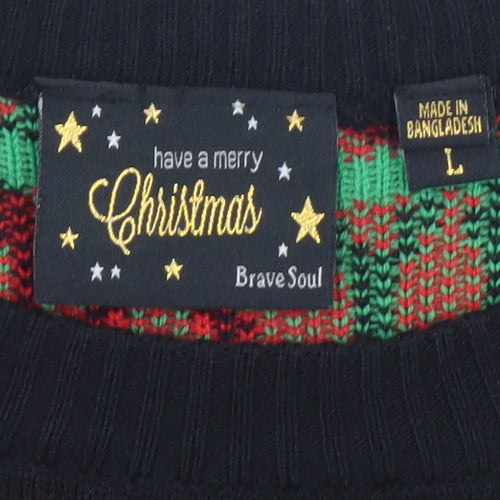 Brave Soul Women's Multicoloured L Christmas Jumper Crew Neck
