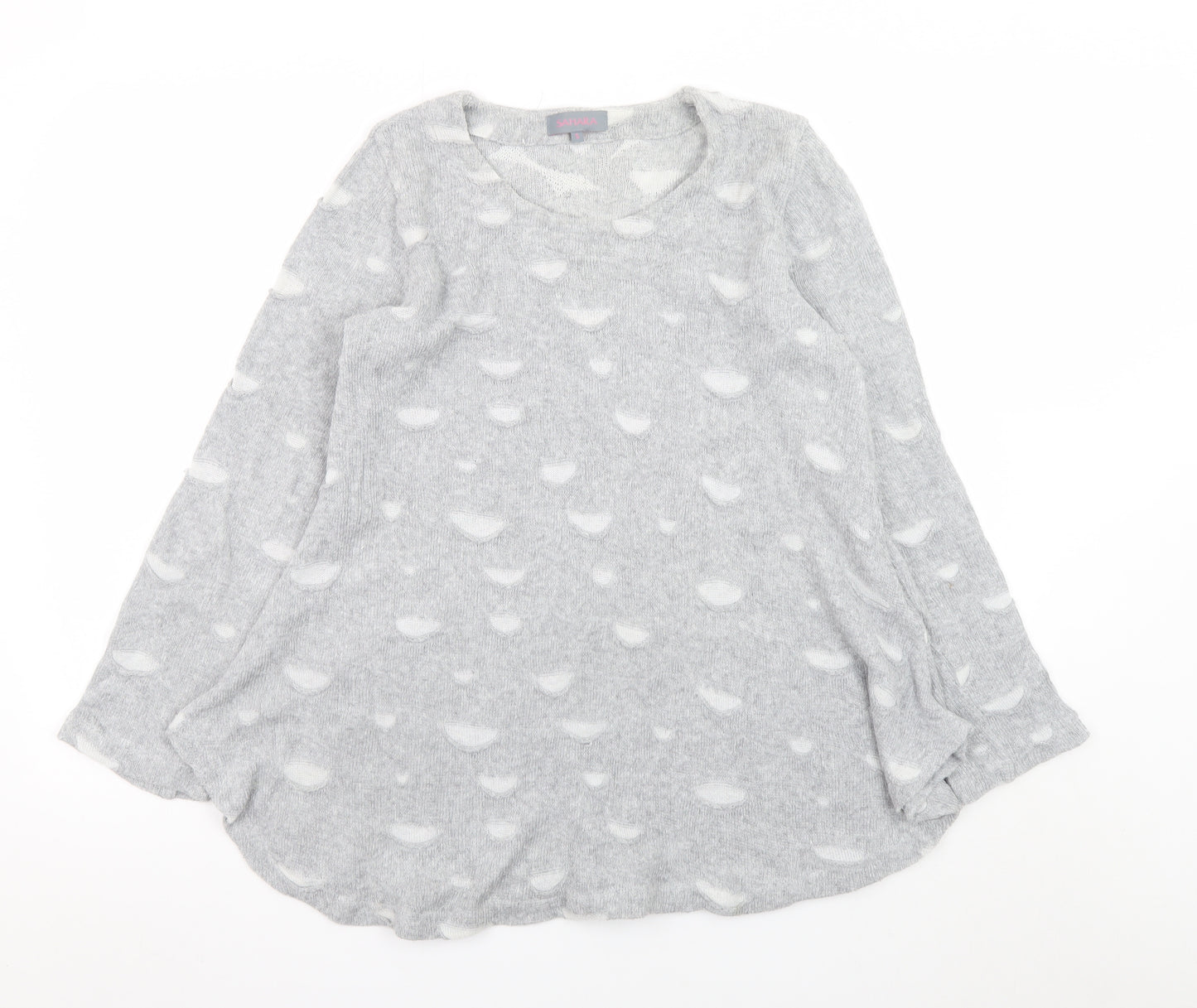 Sahara Womens Grey Round Neck Knit Pullover Jumper Size S