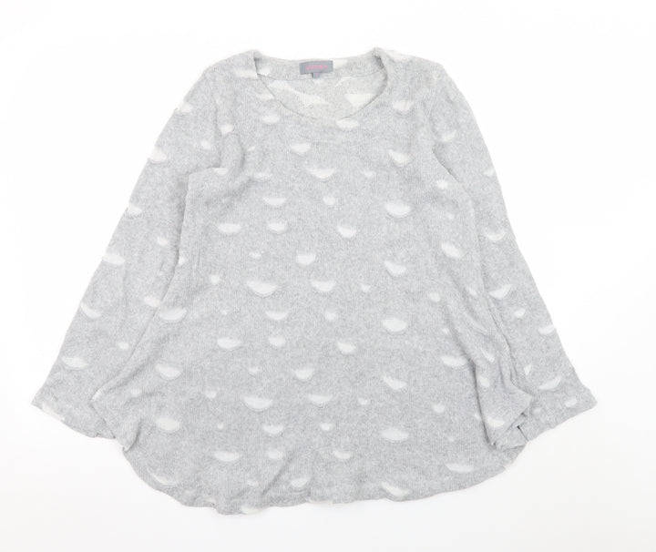 Sahara Womens Grey Round Neck Knit Pullover Jumper Size S