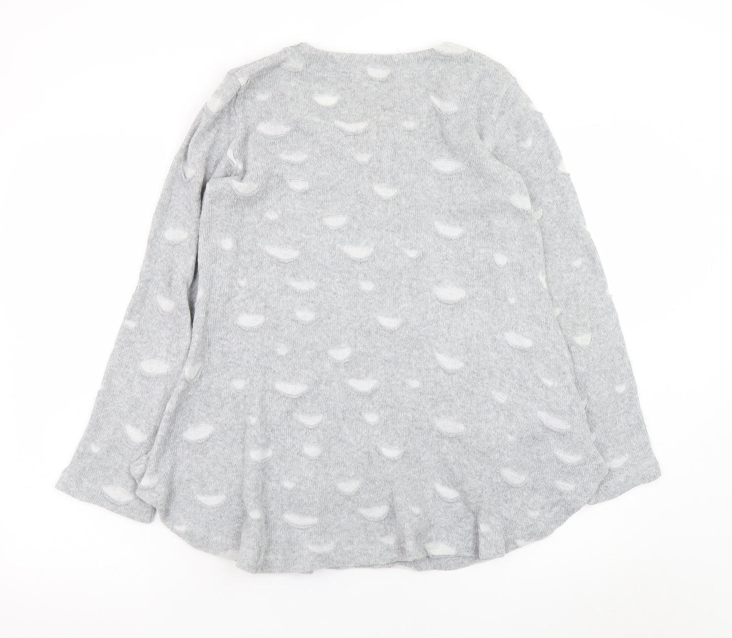 Sahara Womens Grey Round Neck Knit Pullover Jumper Size S
