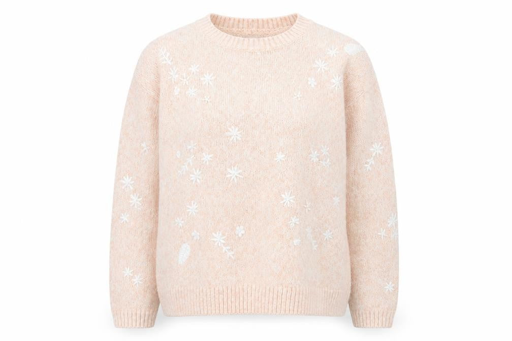 Marks and Spencer Women Beige Floral Embroidered Jumper Size 14