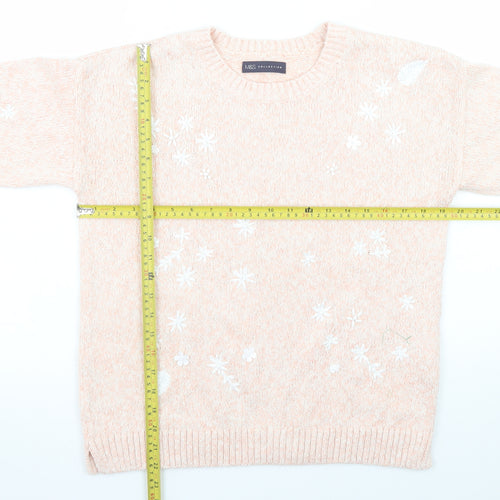 Marks and Spencer Women Beige Floral Embroidered Jumper Size 14