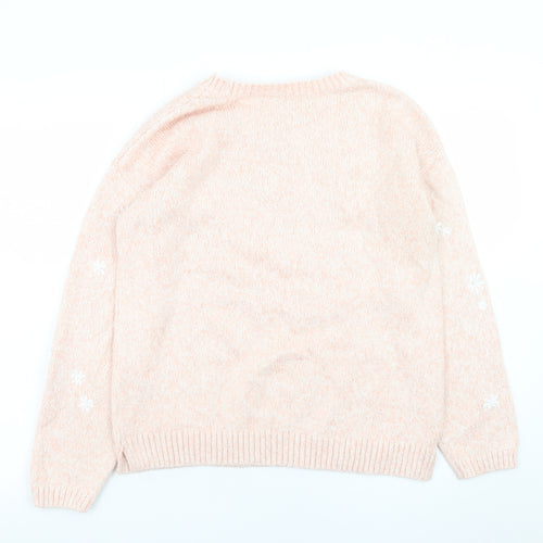 Marks and Spencer Women Beige Floral Embroidered Jumper Size 14