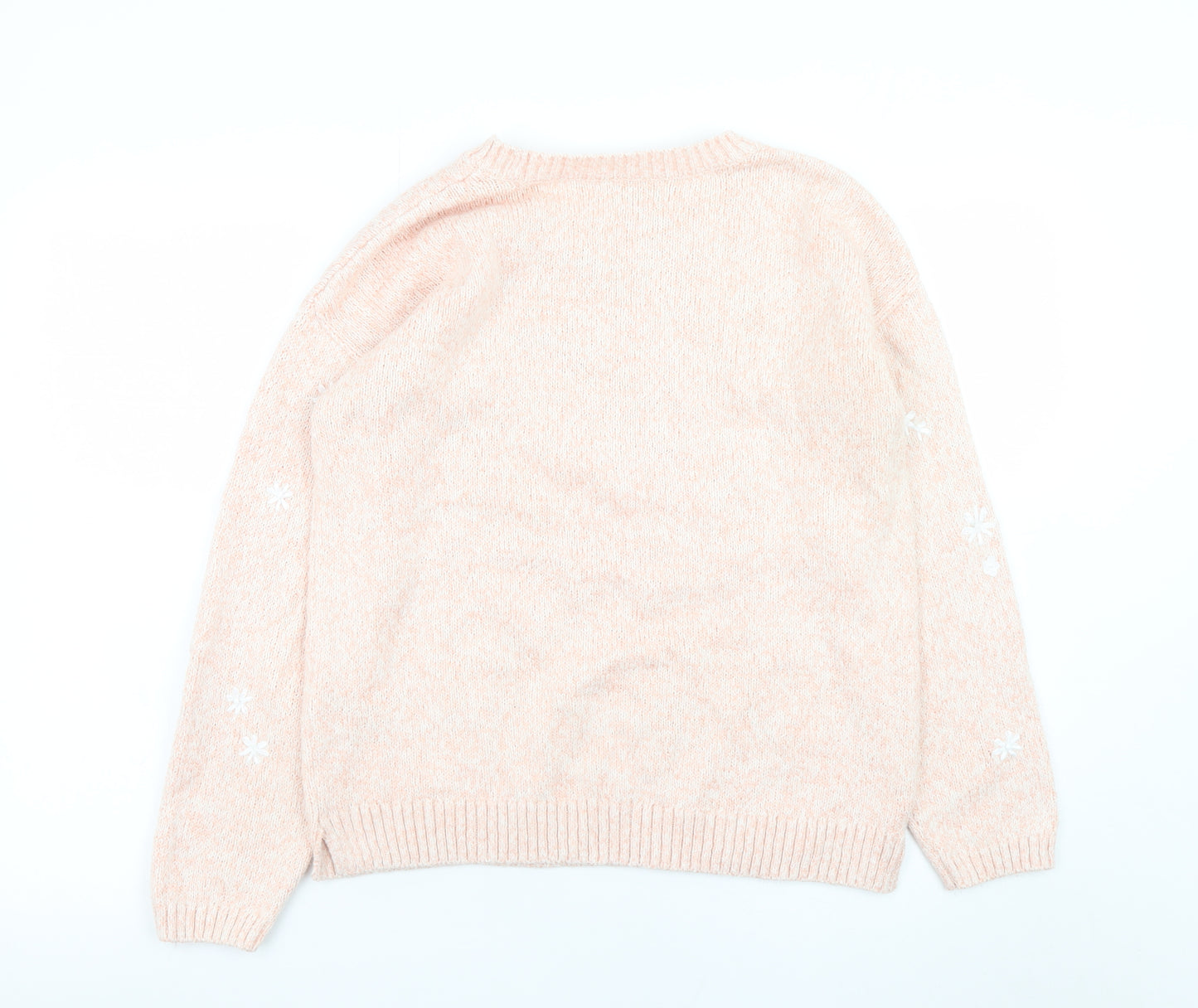 Marks and Spencer Women Beige Floral Embroidered Jumper Size 14
