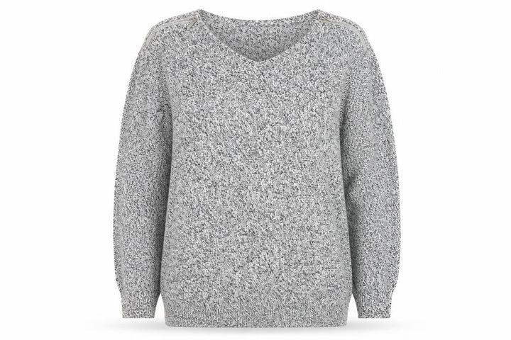 Wallis Womens Grey Knit Pullover Jumper M Long Sleeve Zip Detail