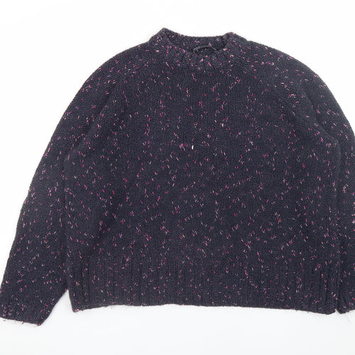 Marks and Spencer Womens Black Size 18 Chunky Knit Crew Neck Jumper