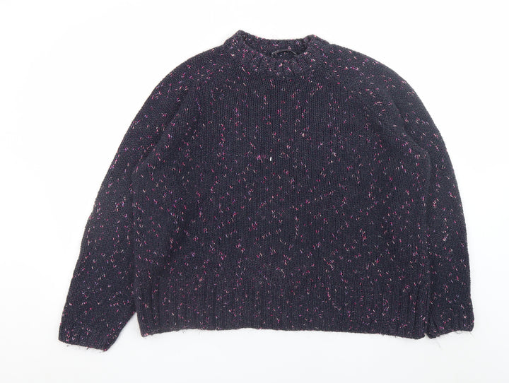 Marks and Spencer Womens Black Size 18 Chunky Knit Crew Neck Jumper