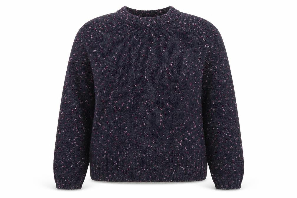 Front view of Marks & Spencer women’s black, size UK 18, chunky knit crew neck jumper